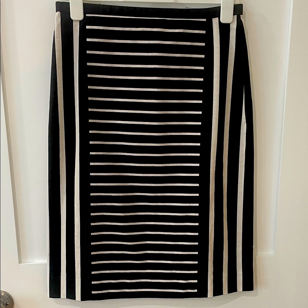J. Crew Black and White Striped Pencil Skirt
